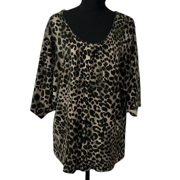 Grace Woman Leopard Print Short Dolman Sleeve Cardigan/Top(Size 14/16) - Picture 1 of 8